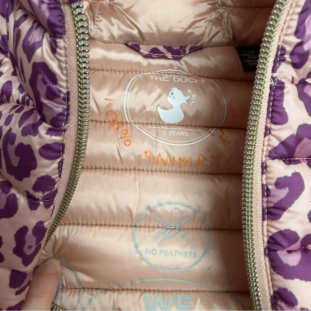 New! Save the Duck purple leopard puffer